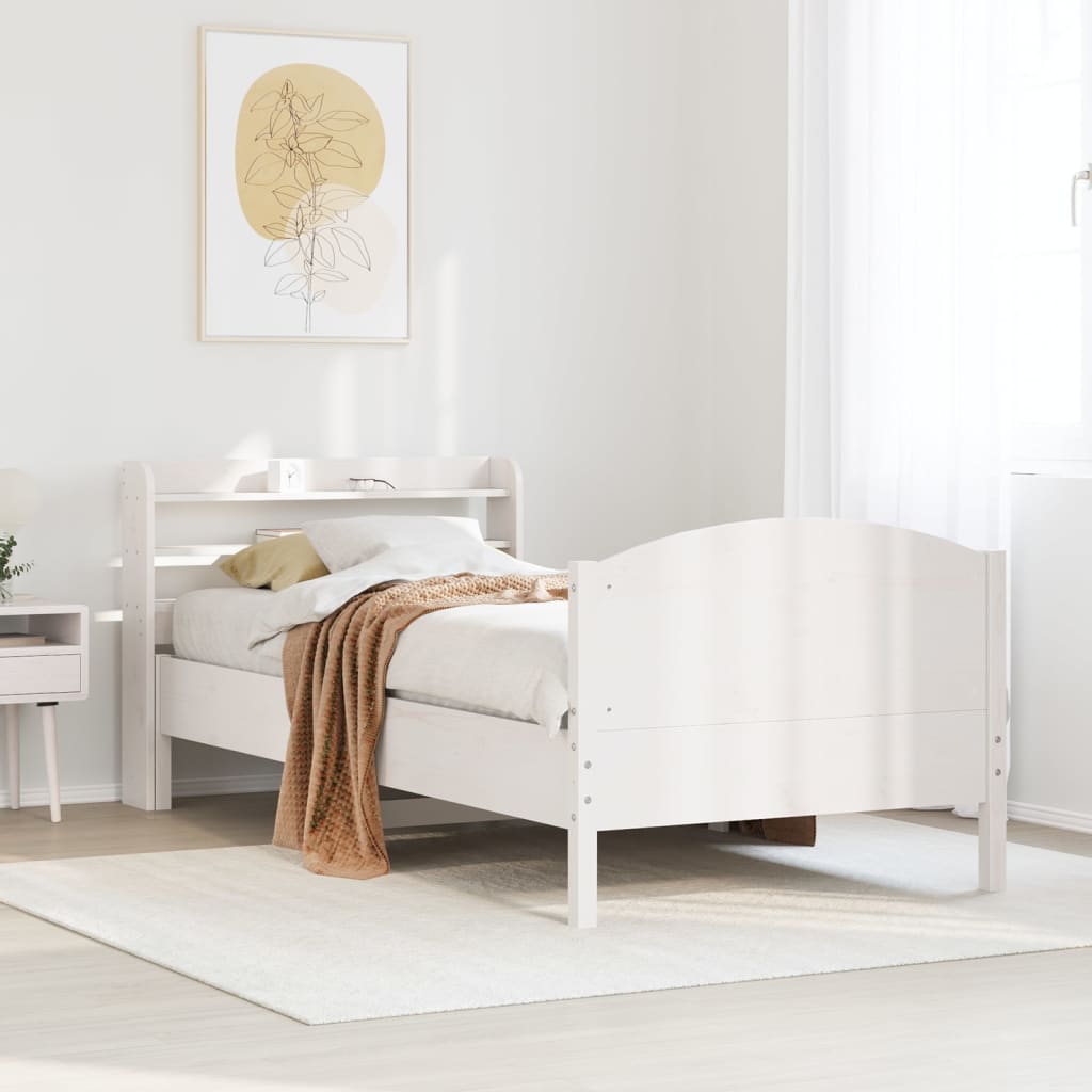 Fehér tömör fenyőfa ágy matrac nélkül 90 x 200 cm