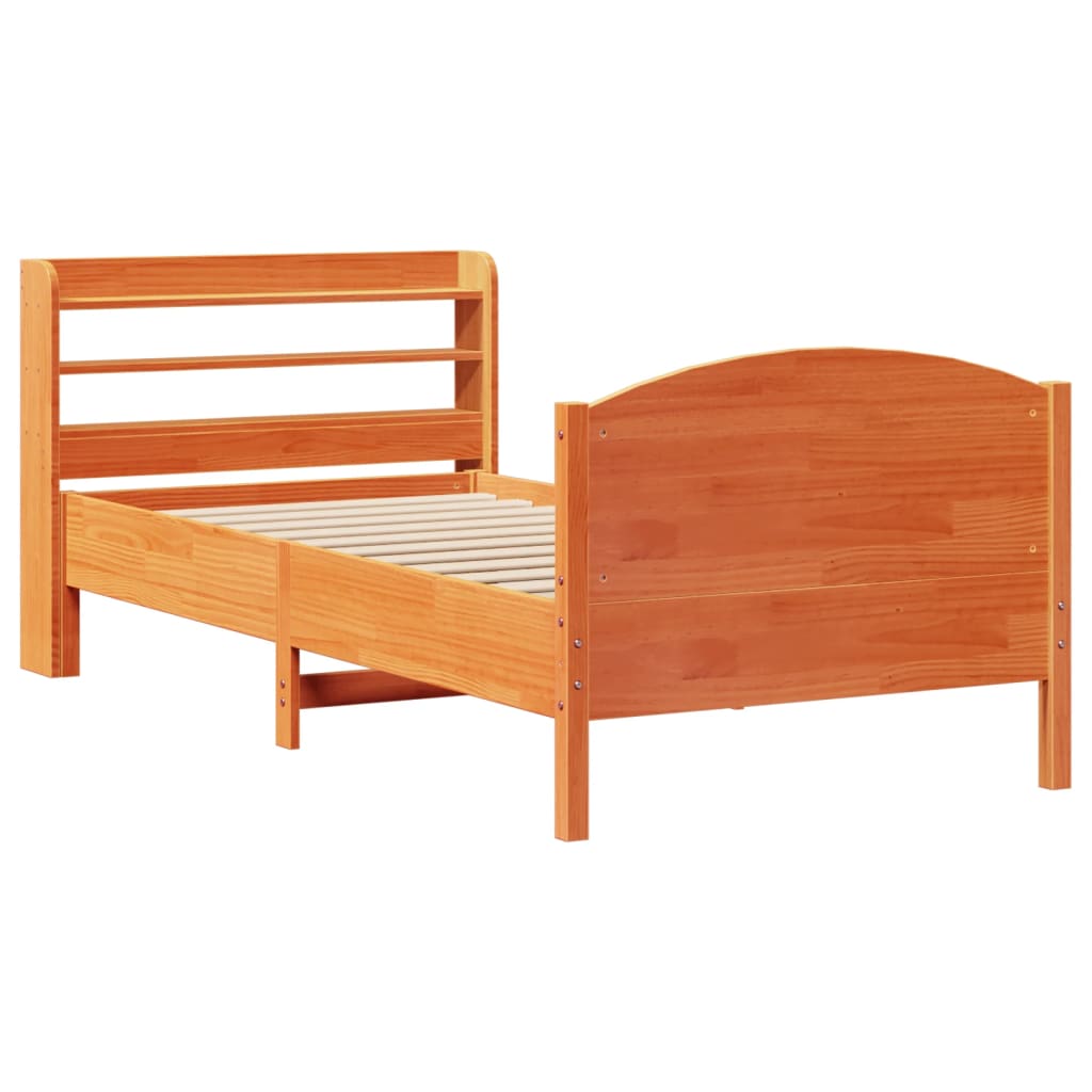 Viaszbarna tömör fenyőfa ágy matrac nélkül 90 x 190 cm 3