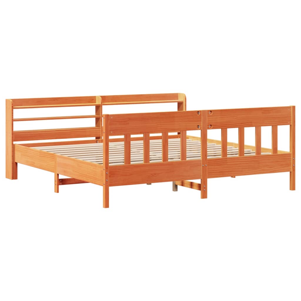 Viaszbarna tömör fenyőfa ágy matrac nélkül 180 x 200 cm 3