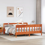 Viaszbarna tömör fenyőfa ágy matrac nélkül 180 x 200 cm