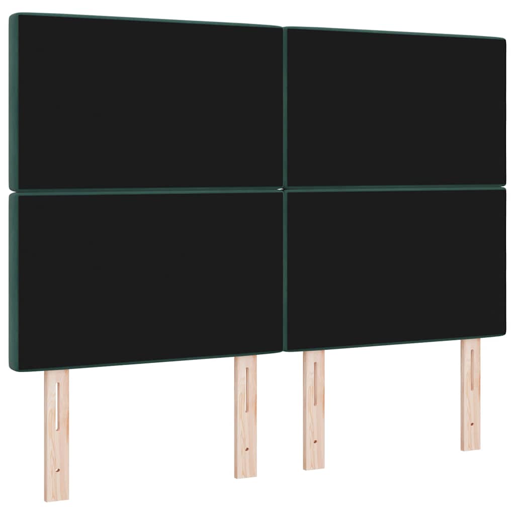 LED ágytámla LED szalagokkal Sötétzöld 160 cm Bársony 7