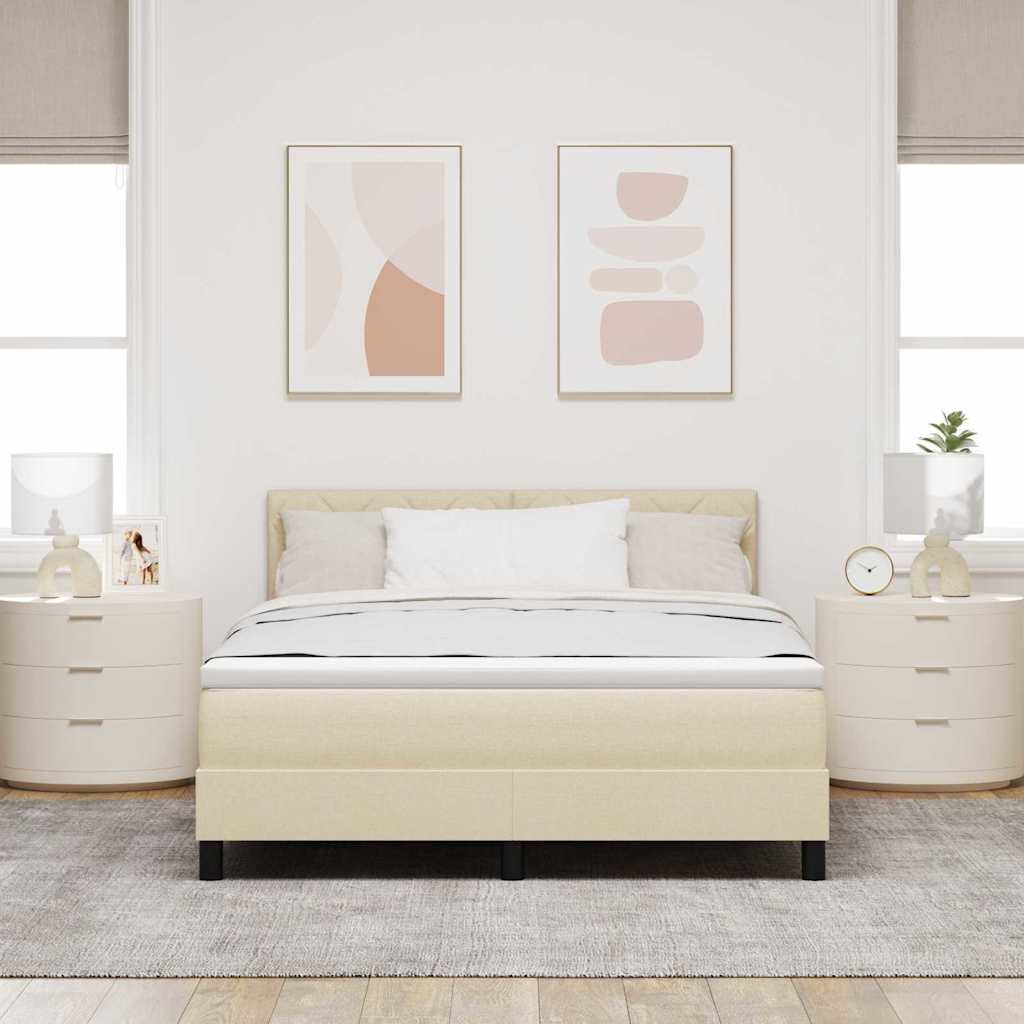 Boxrugós ágy fejtámlával Krém 140 x 190 cm szövet 3