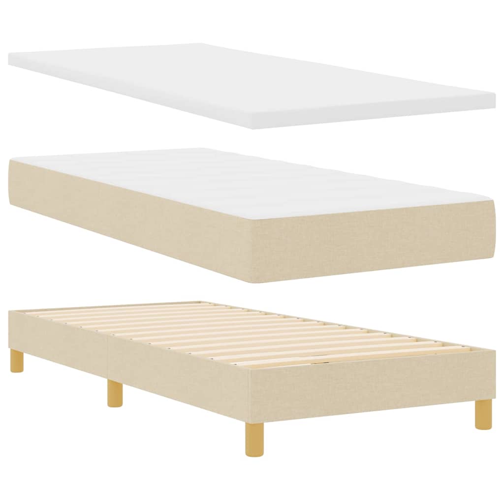 Boxrugós ágy párnával fejtámlával Krém 90 x 190 cm szövet 5