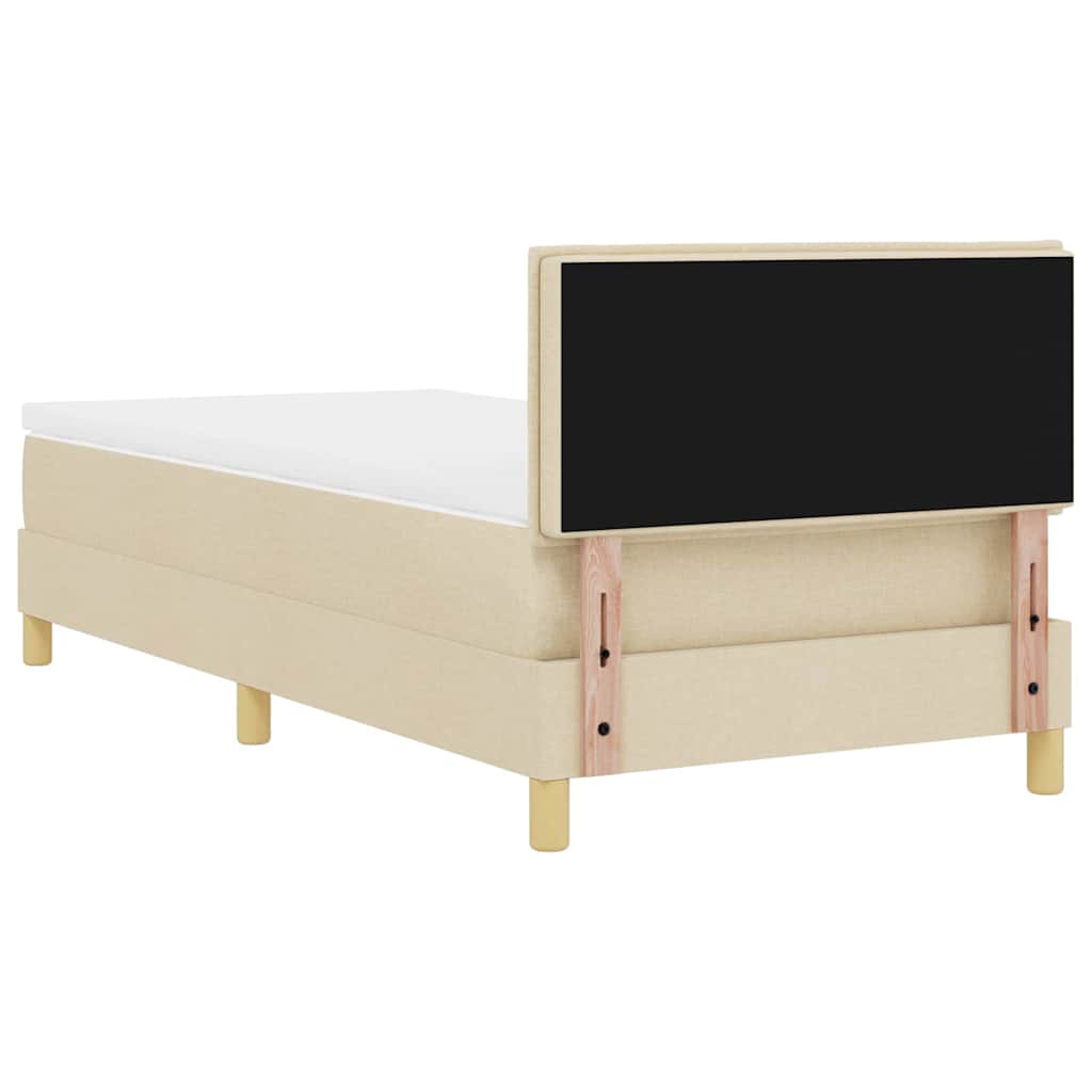 Boxrugós ágy párnával fejtámlával Krém 90 x 190 cm szövet 9