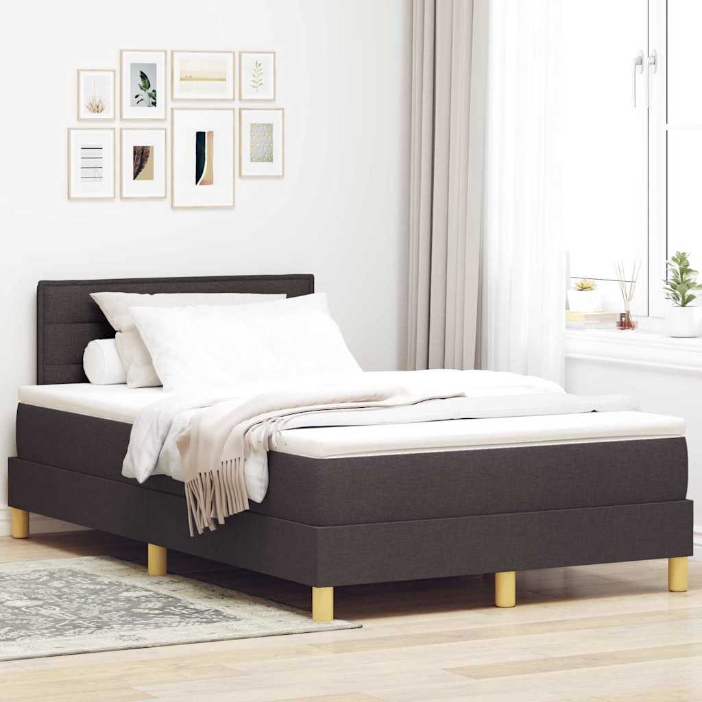 Boxrugós ágy párnával Sötét Barna 120 x 200 cm szövet