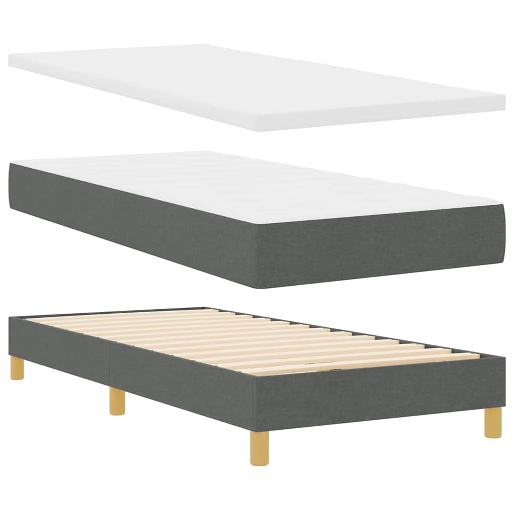 Boxrugós ágy párnával Sötétszürke 90 x 200 cm szövet 5