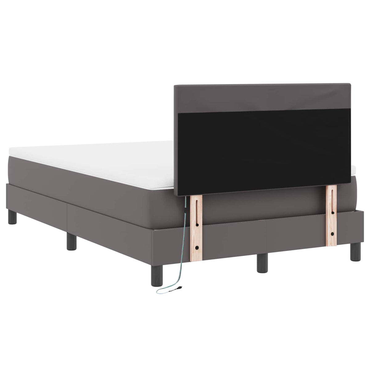 Boxrugós ágy matracmal fejtámlával Szürke 120 x 200 cm Műbőr 10