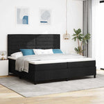 Boxrugós ágy matracmal fejtámlával Fekete 200 x 200 cm szövet