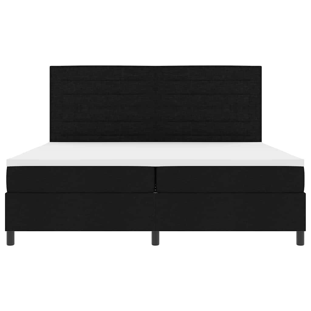 Boxrugós ágy matracmal fejtámlával Fekete 200 x 200 cm szövet 6