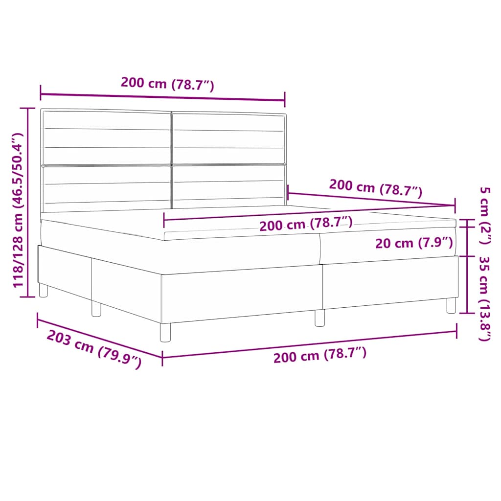 Boxrugós ágy matracmal fejtámlával Fekete 200 x 200 cm szövet 11