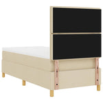 Boxrugós ágy matracmal fejtámlával Krém 100 x 200 cm szövet 9