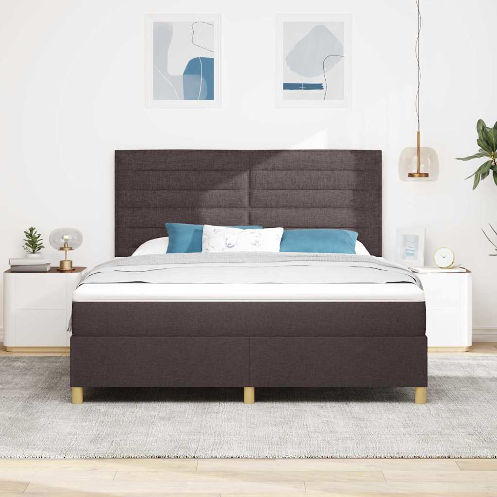 Boxrugós ágy matracmal Sötét Barna 180 x 200 cm szövet 3