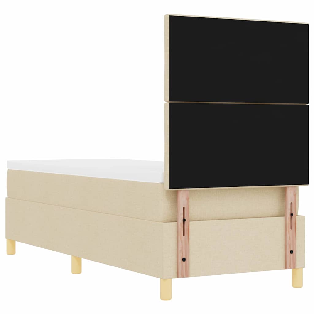 Boxrugós ágy fejtámlával Krém 80 x 200 cm szövet 9
