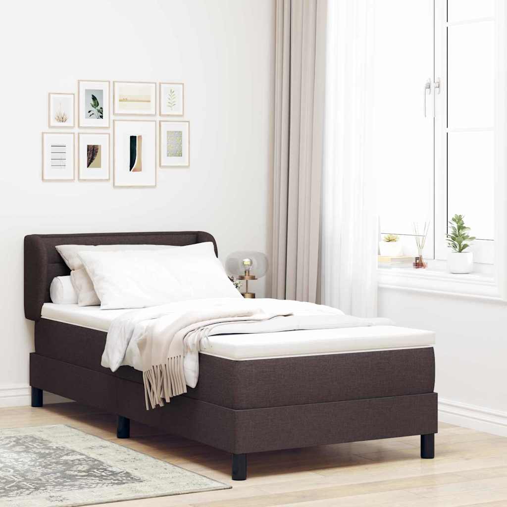 Boxrugós ágy matracmal Sötét Barna 100 x 200 cm szövet