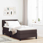 Boxrugós ágy matracmal Sötét Barna 100 x 200 cm szövet