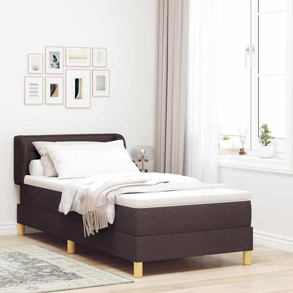 Boxrugós ágy matracmal Sötét Barna 100 x 200 cm szövet