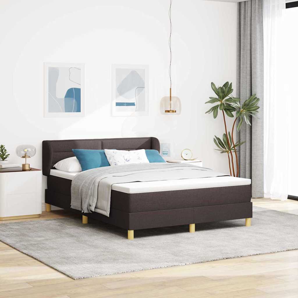 Boxrugós ágy matracmal Sötét Barna 160 x 200 cm szövet