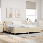 Boxrugós ágy matracmal fejtámlával Krém 200 x 200 cm szövet