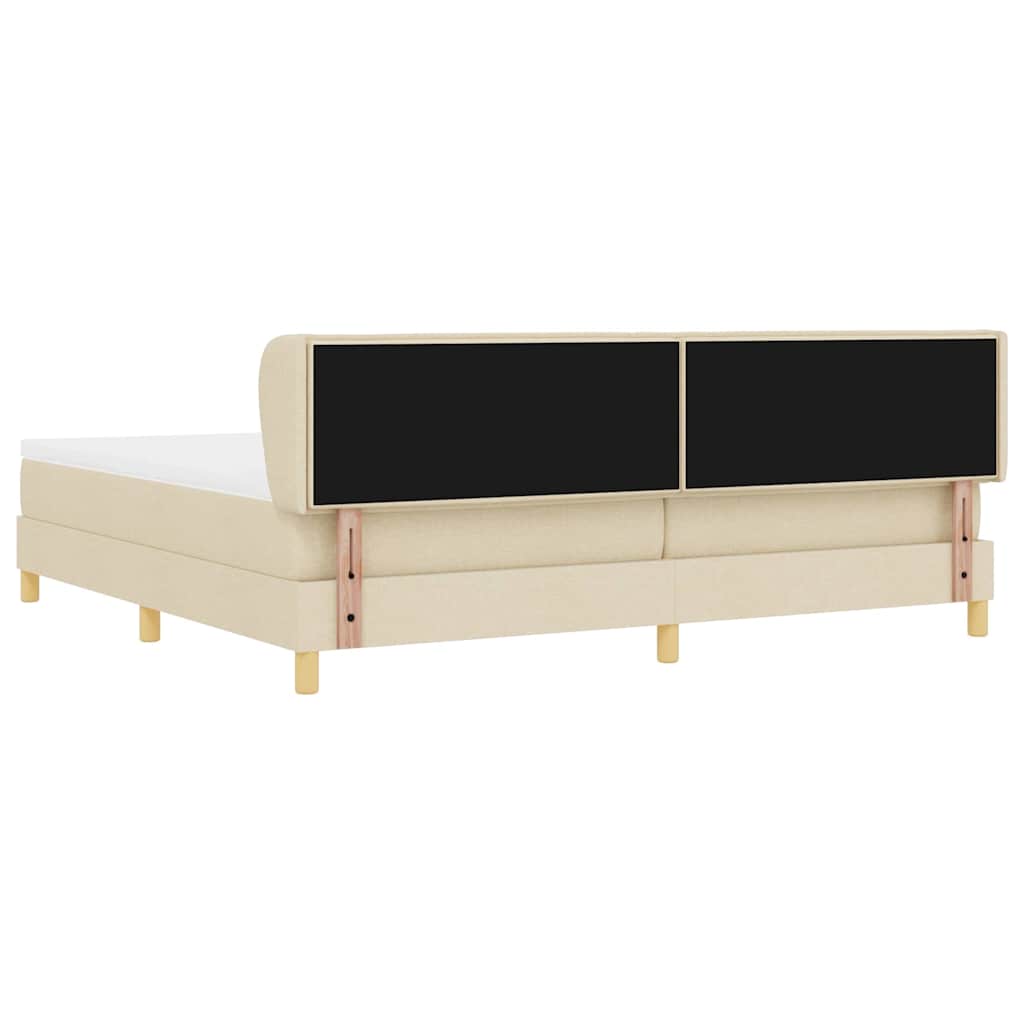 Boxrugós ágy matracmal fejtámlával Krém 200 x 200 cm szövet 9