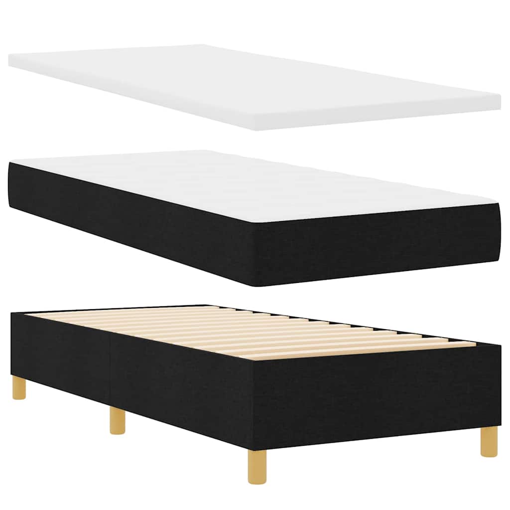 Boxrugós ágy matracmal fejtámlával Fekete 200 x 100 cm szövet 6