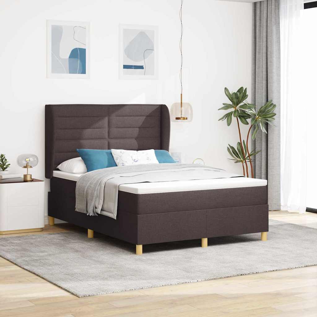 Boxrugós ágy matracmal Sötét Barna 200 x 160 cm szövet