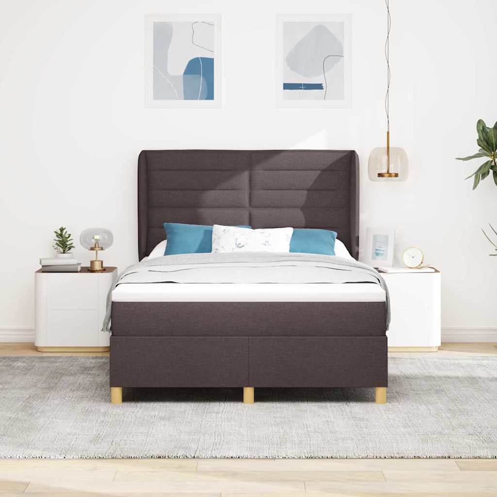 Boxrugós ágy matracmal Sötét Barna 200 x 160 cm szövet 3