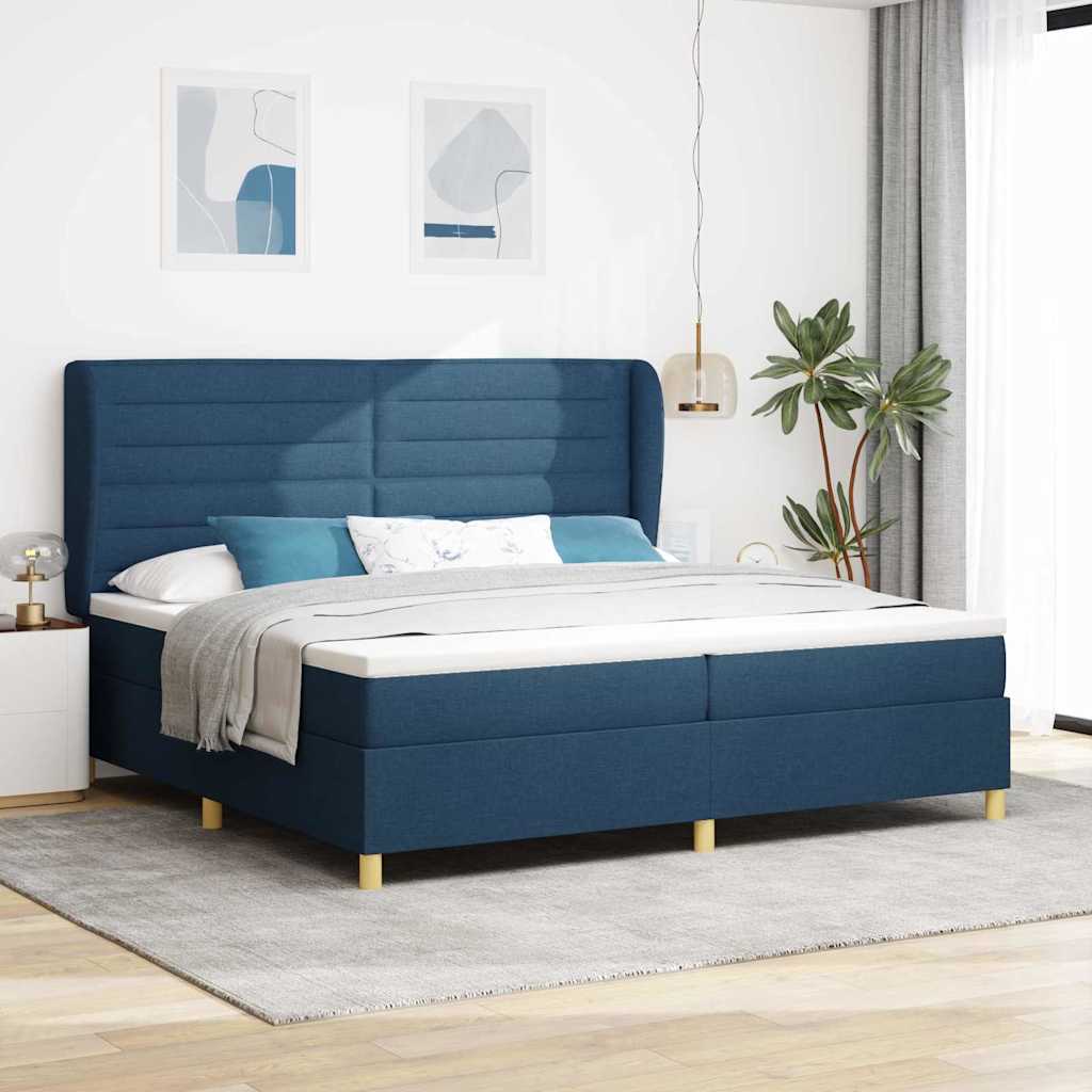 Boxspring ágy matraccal Sötétszürke 90x190 cm Szövet Kék szövet