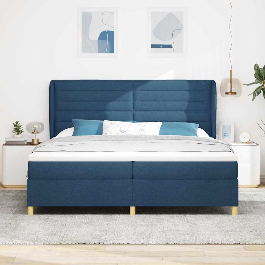 Boxspring ágy matraccal Sötétszürke 90x190 cm Szövet Kék szövet 3
