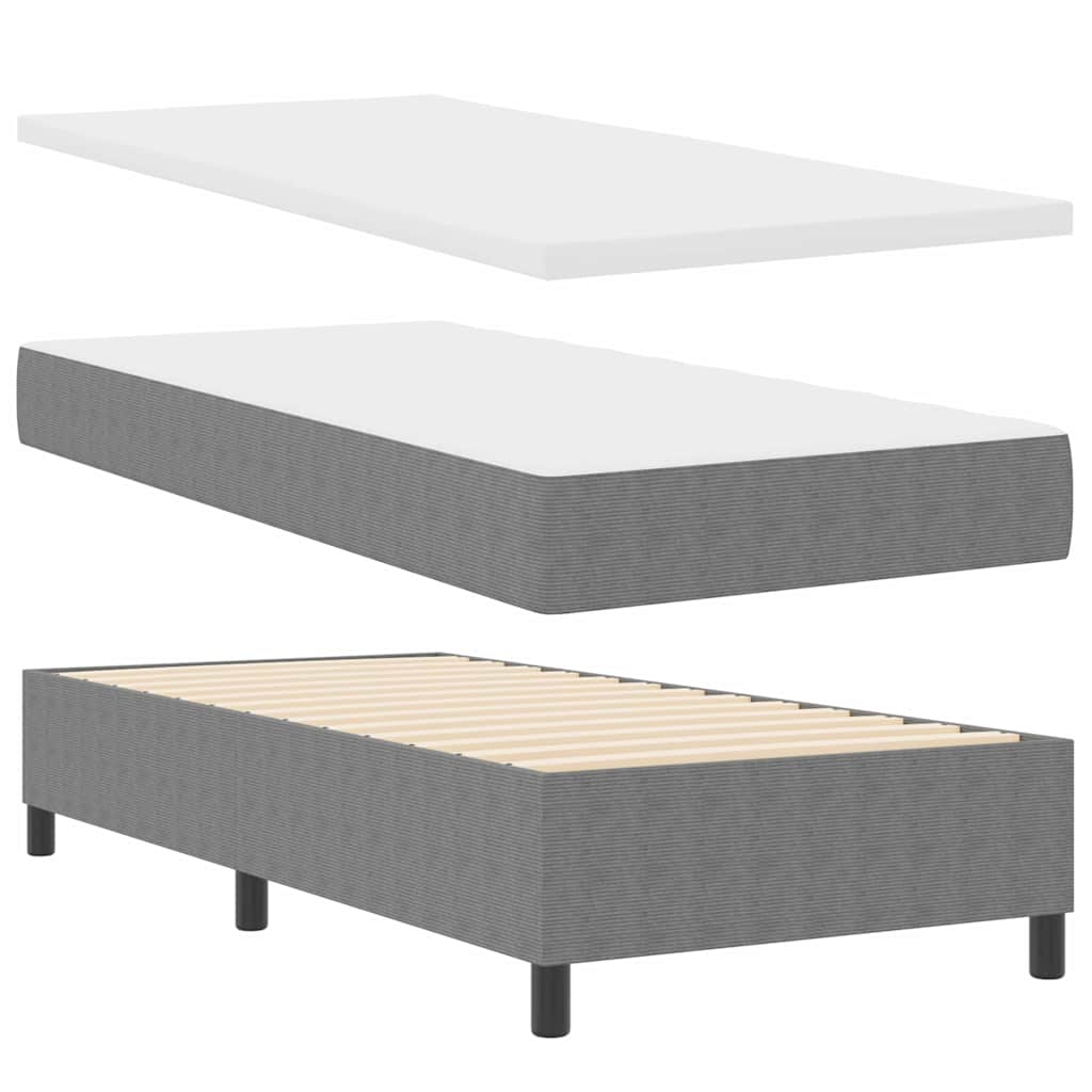 Boxrugós ágy fejtámlával Világosszürke és fehér 90 x 200 cm 5