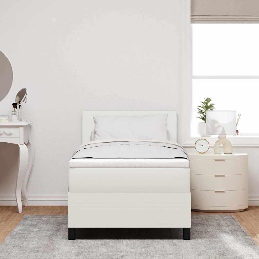 Boxrugós ágy Krém és fehér 90 x 200 cm Bársonyos szövet 4