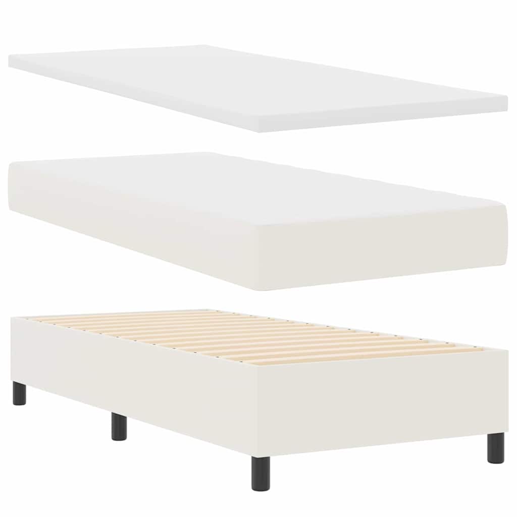 Boxrugós ágy Krém és fehér 90 x 200 cm Bársonyos szövet 5