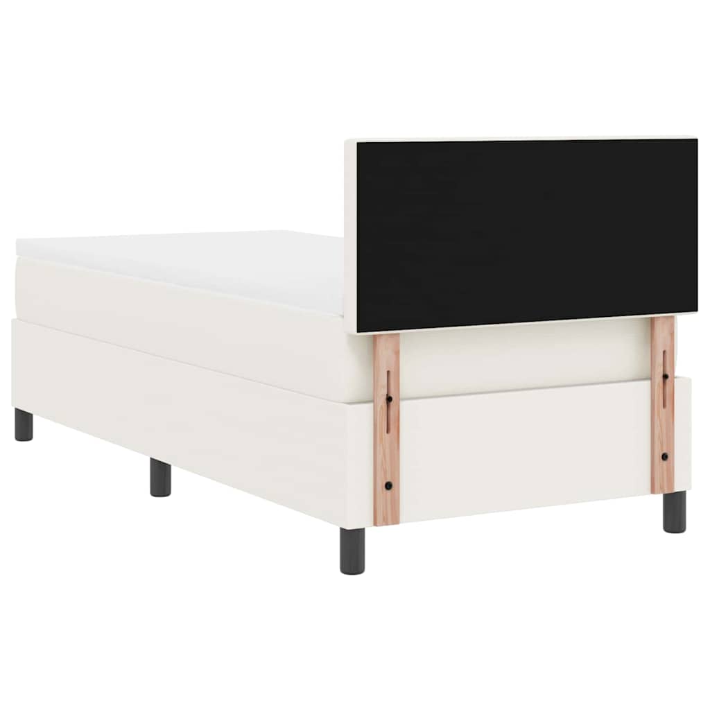 Boxrugós ágy Krém és fehér 90 x 200 cm Bársonyos szövet 9