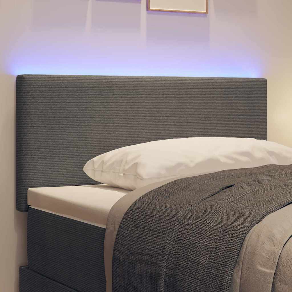 LED ágytámla fejtámlával Világosszürke 90 cm Bársonyos szövet 4