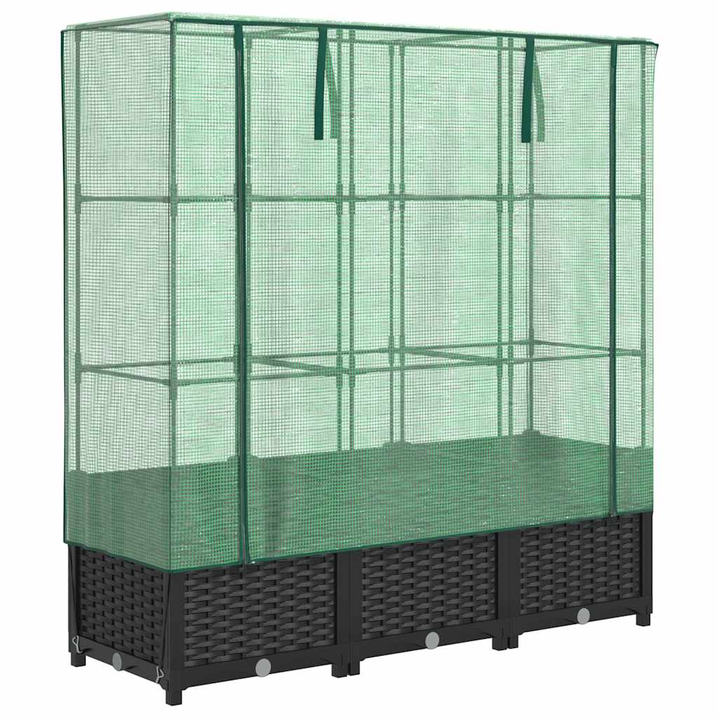 Rattan megjelenésű magaságyás melegháztakaróval 120x40x138 cm 2