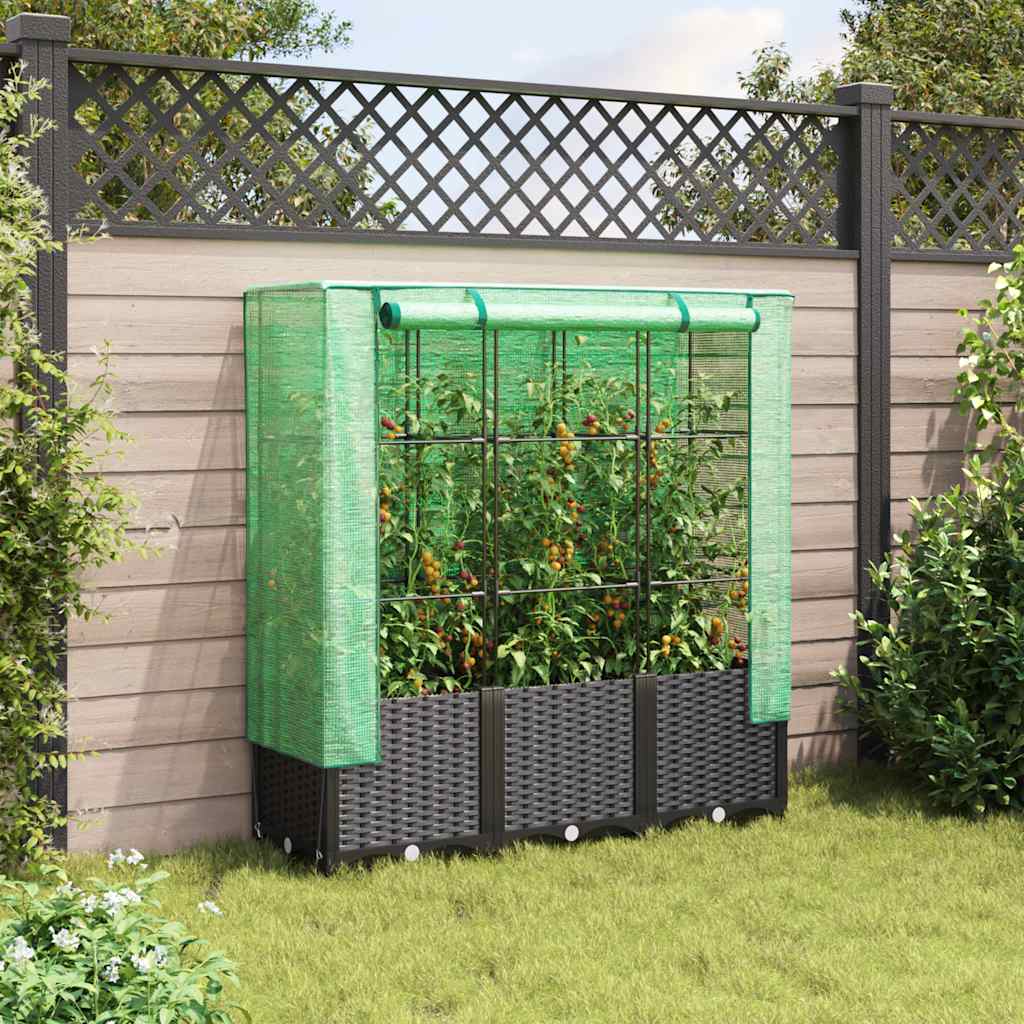 Rattan megjelenésű magaságyás melegháztakaróval 120x40x138 cm 3