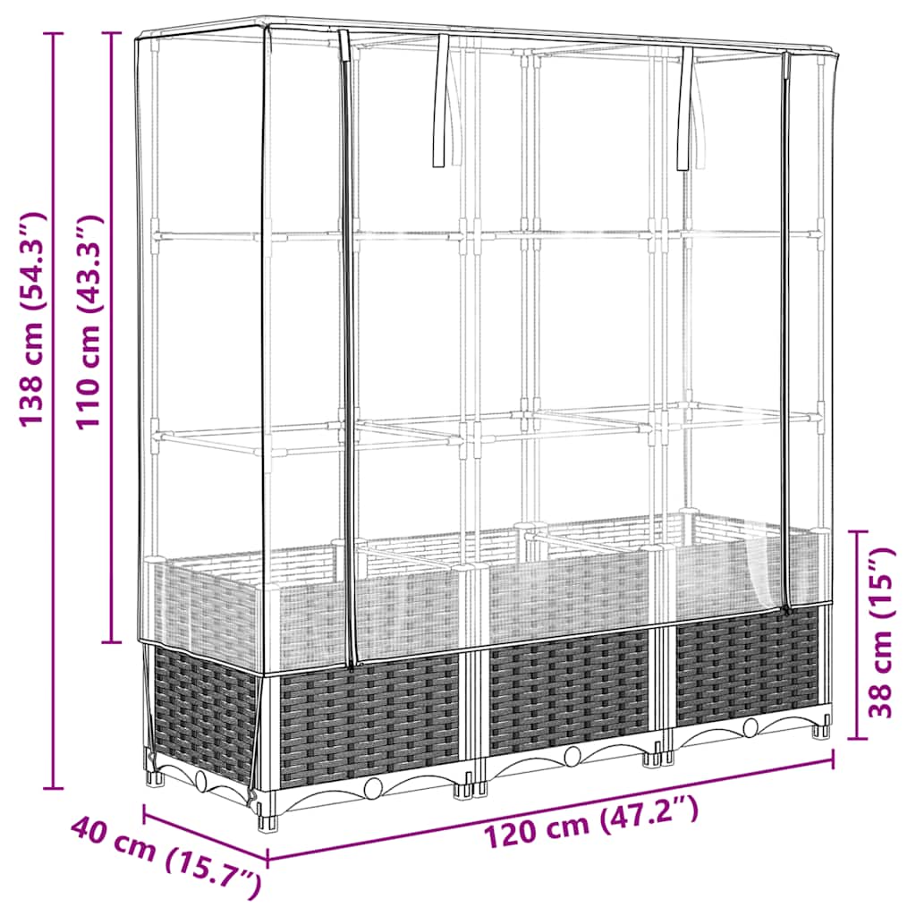 Rattan megjelenésű magaságyás melegháztakaróval 120x40x138 cm 9