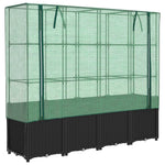 Rattan hatású magaságyás üvegháztakaróval 160 x 40 x 153 cm 2
