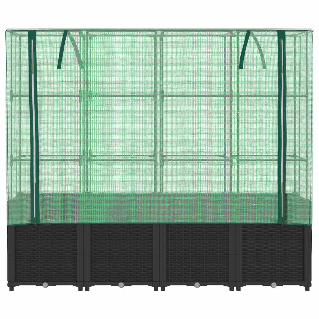 Rattan hatású magaságyás üvegháztakaróval 160 x 40 x 153 cm 4