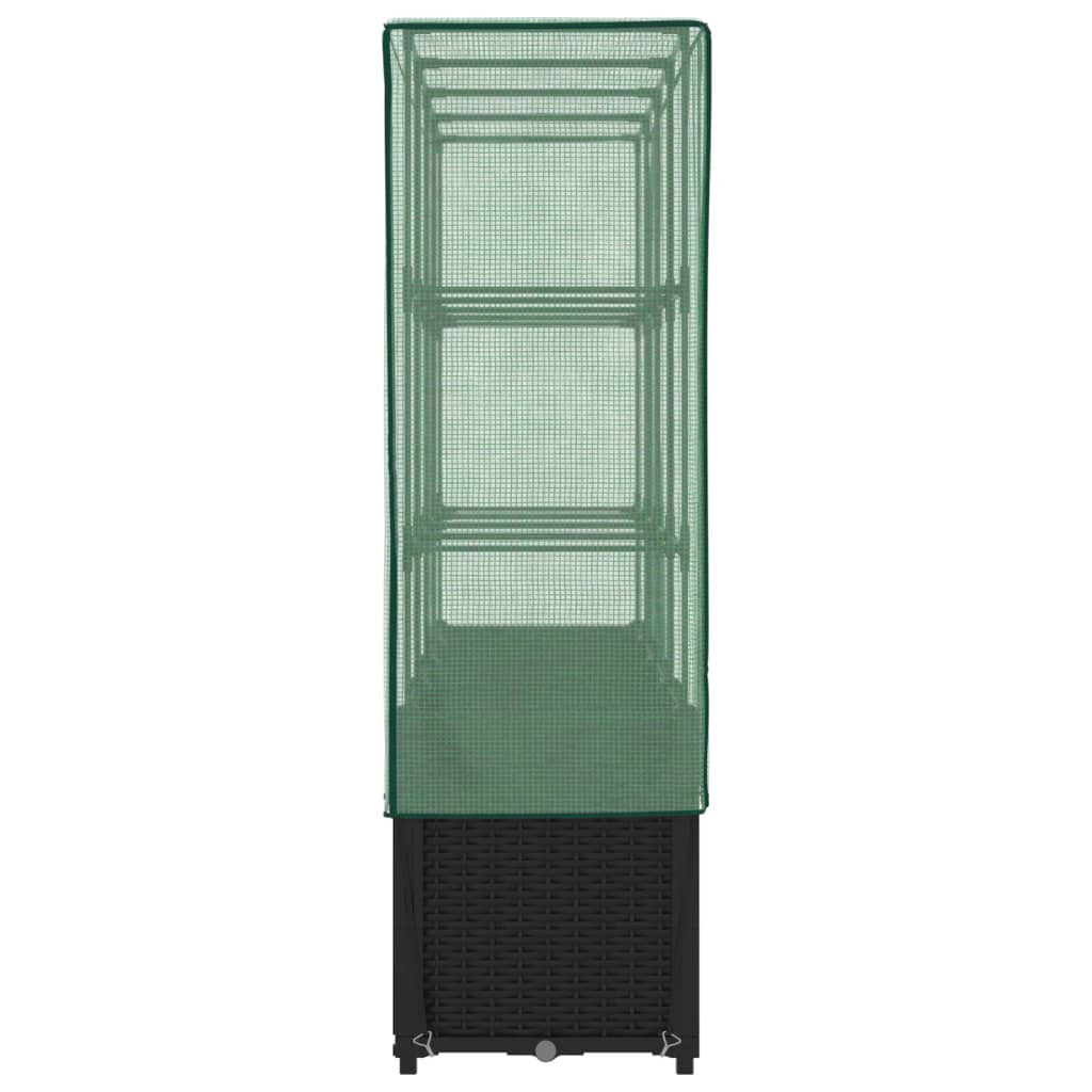 Rattan hatású magaságyás üvegháztakaróval 160 x 40 x 153 cm 5