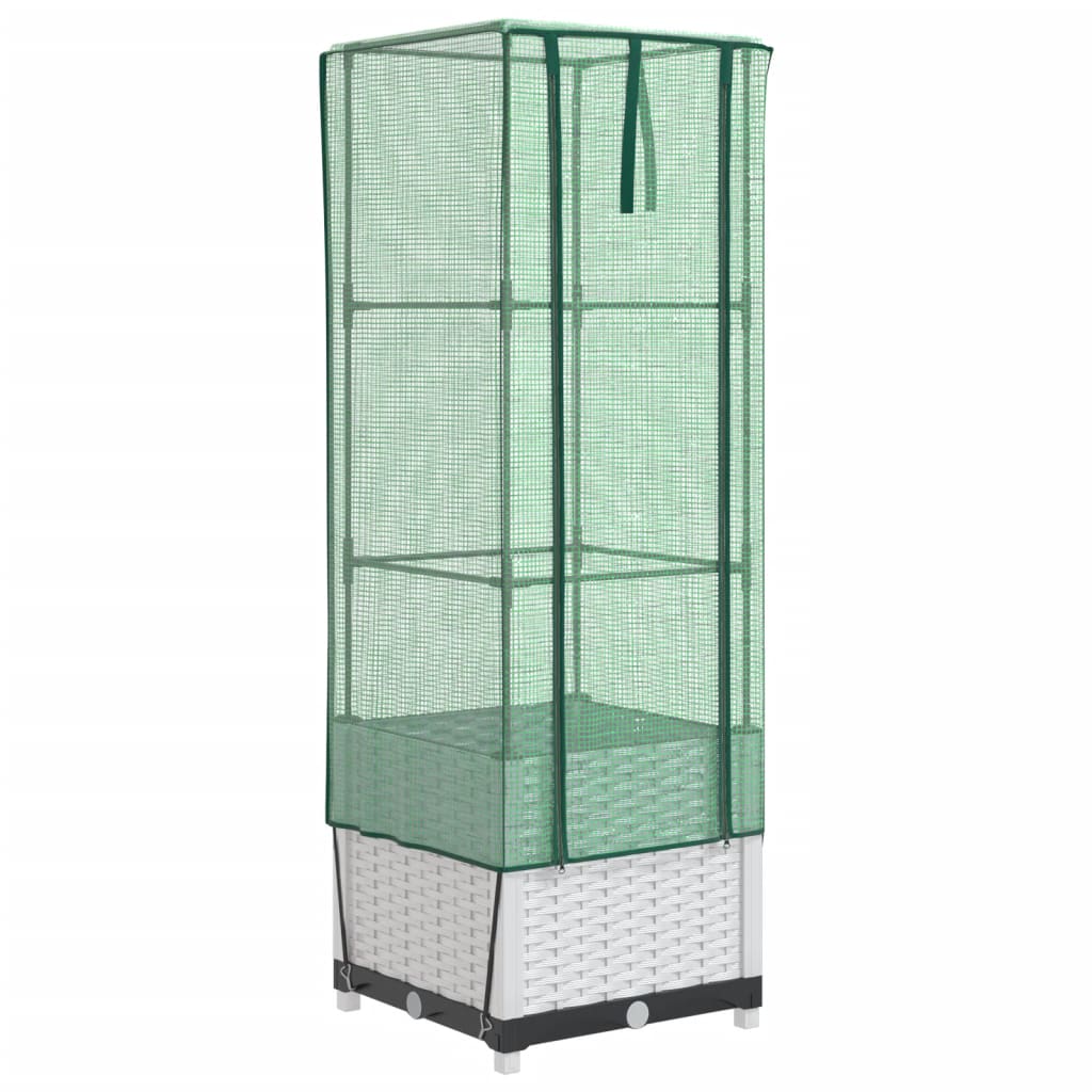 Rattan megjelenésű magaságyás melegháztakaróval 40x40x139 cm 2