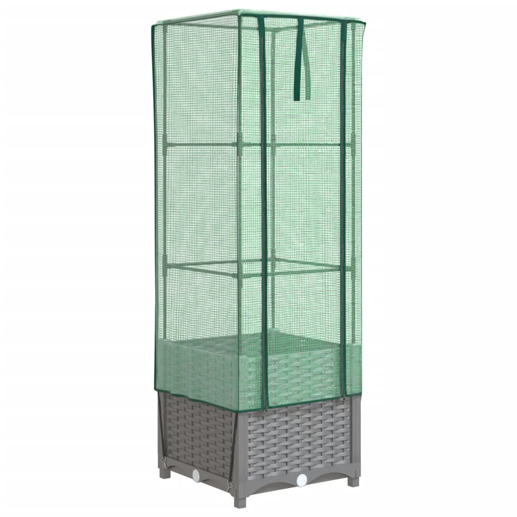 Rattan megjelenésű magaságyás melegháztakaróval 40x40x139 cm 2