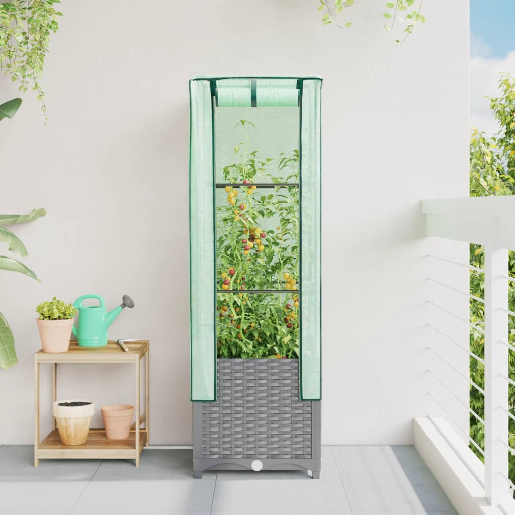 Rattan megjelenésű magaságyás melegháztakaróval 40x40x139 cm 3