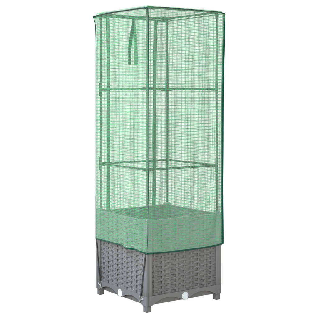 Rattan megjelenésű magaságyás melegháztakaróval 40x40x139 cm 6