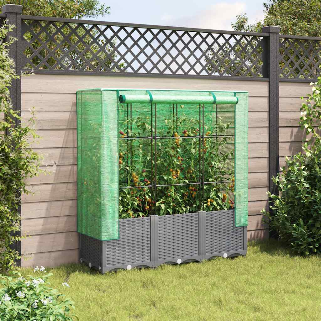 Rattan megjelenésű magaságyás melegháztakaróval 120x40x138 cm 3