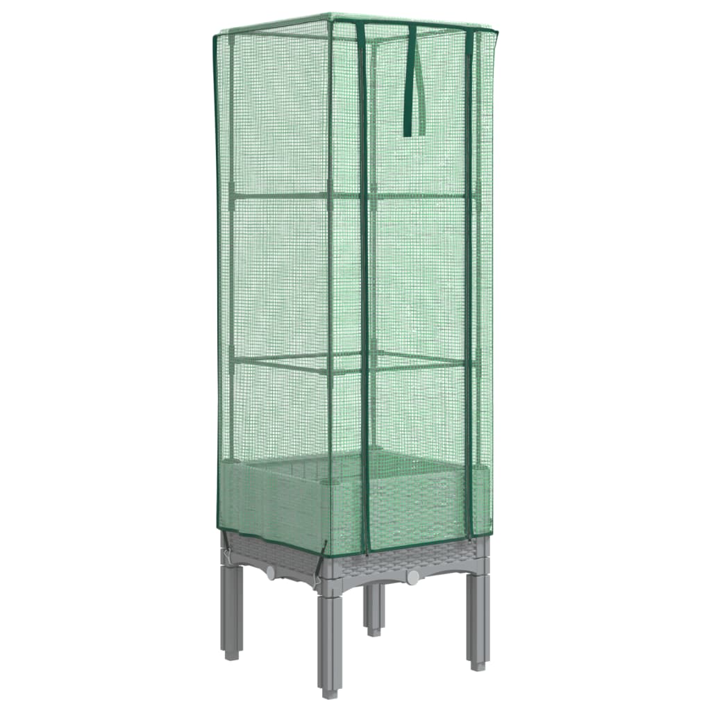 Rattan megjelenésű magaságyás melegháztakaróval 40x40x140 cm 2