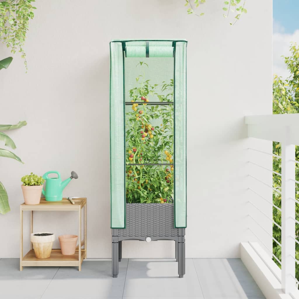Rattan megjelenésű magaságyás melegháztakaróval 40x40x140 cm 3