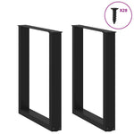 2 db U alakú étkezőasztal láb fekete, 70 x (72-73) cm acél 3