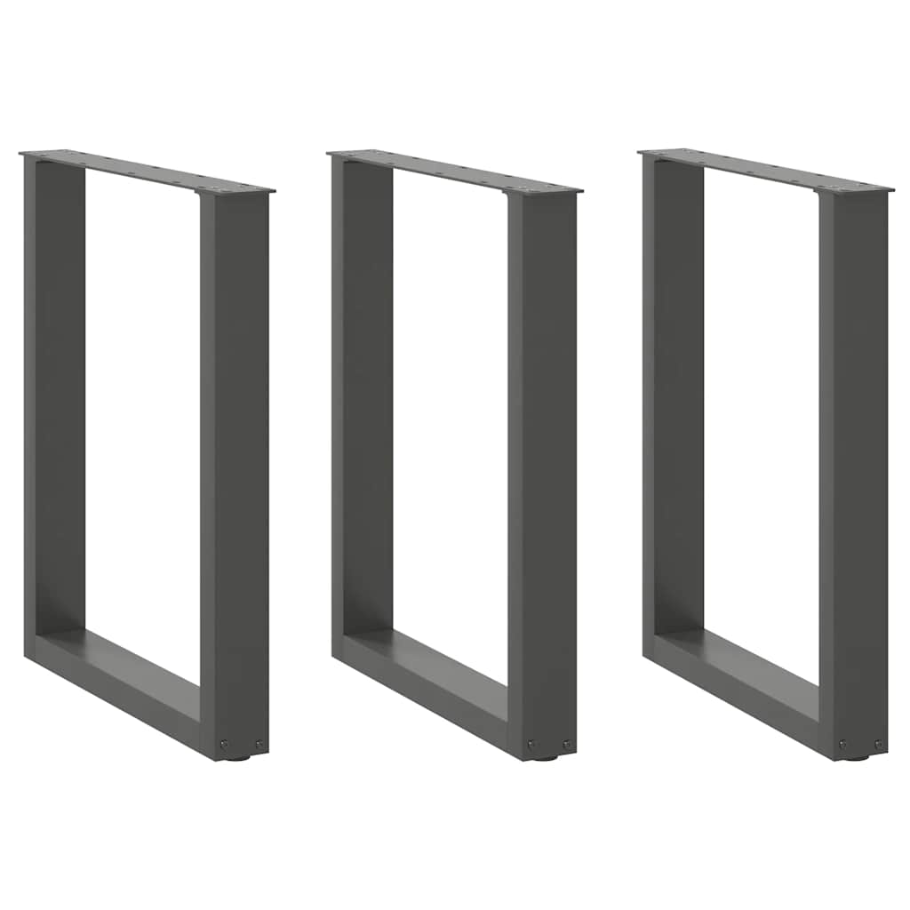 3 db antracitszürke, U alakú étkezőasztal láb 70 x (72-73) cm acél