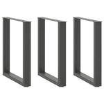 3 db antracitszürke, U alakú étkezőasztal láb 70 x (72-73) cm acél