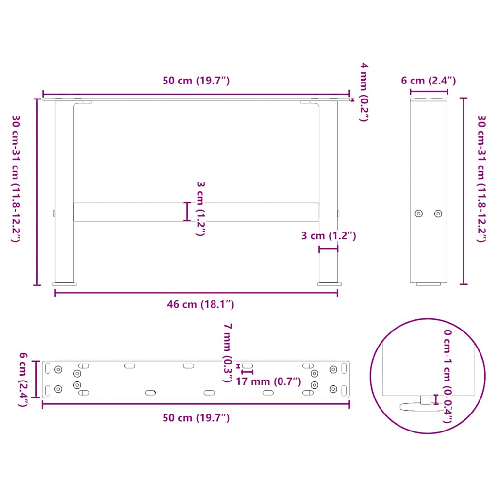 2 db natúr acél dohányzóasztal láb 50 x (30-31) cm acél 10